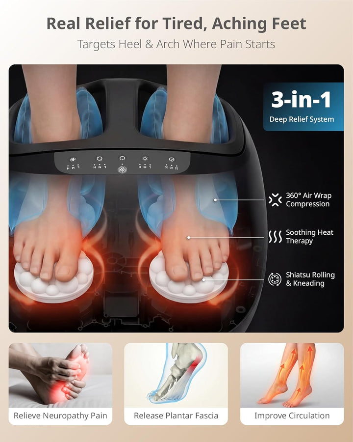 Máquina masajeadora Shiatsu de pies con calor de 3 niveles, masaje...