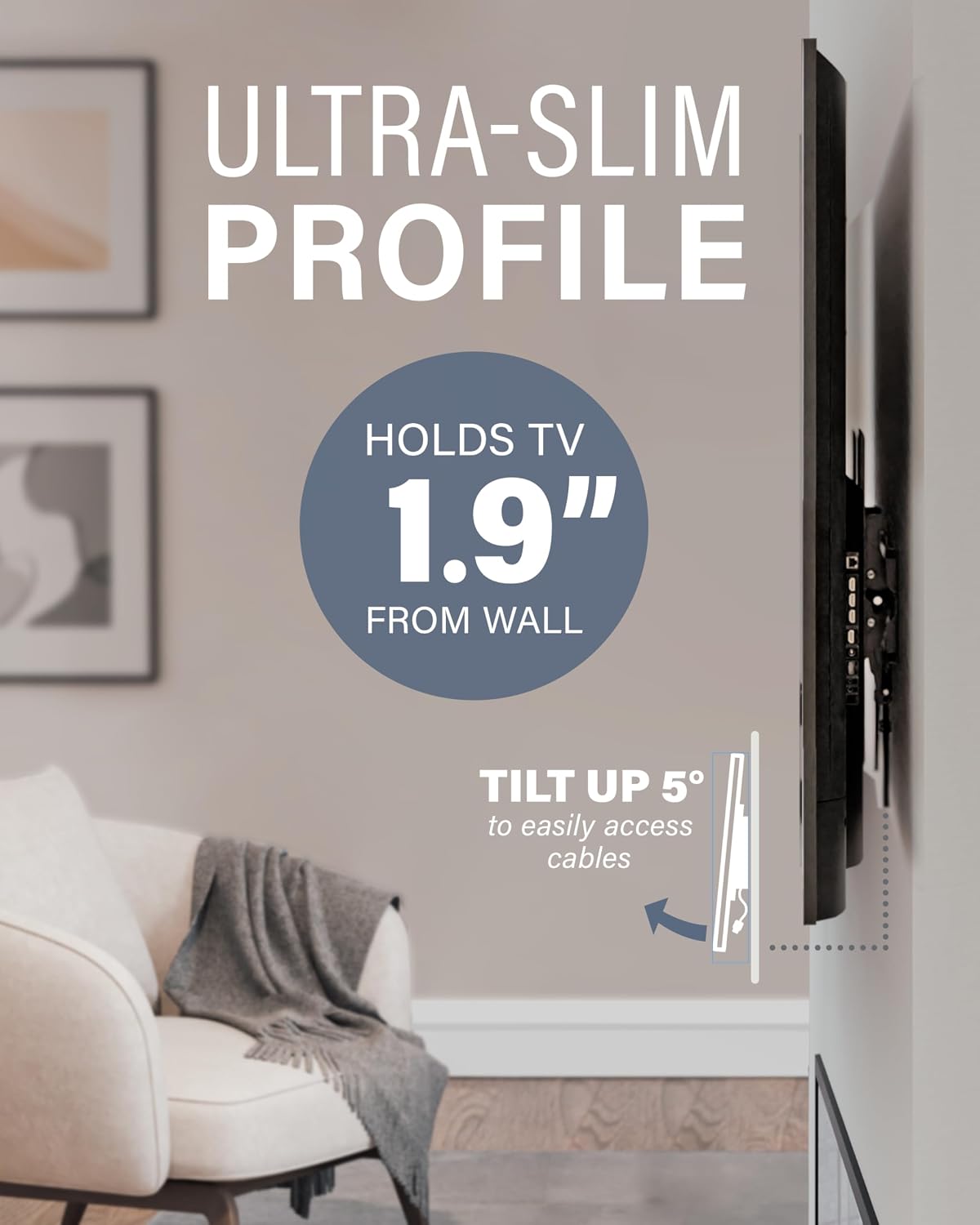 SANUS - Soporte de pared inclinable para televisores de 37 a 80 pulgadas de hasta 130 libras, con certificación UL