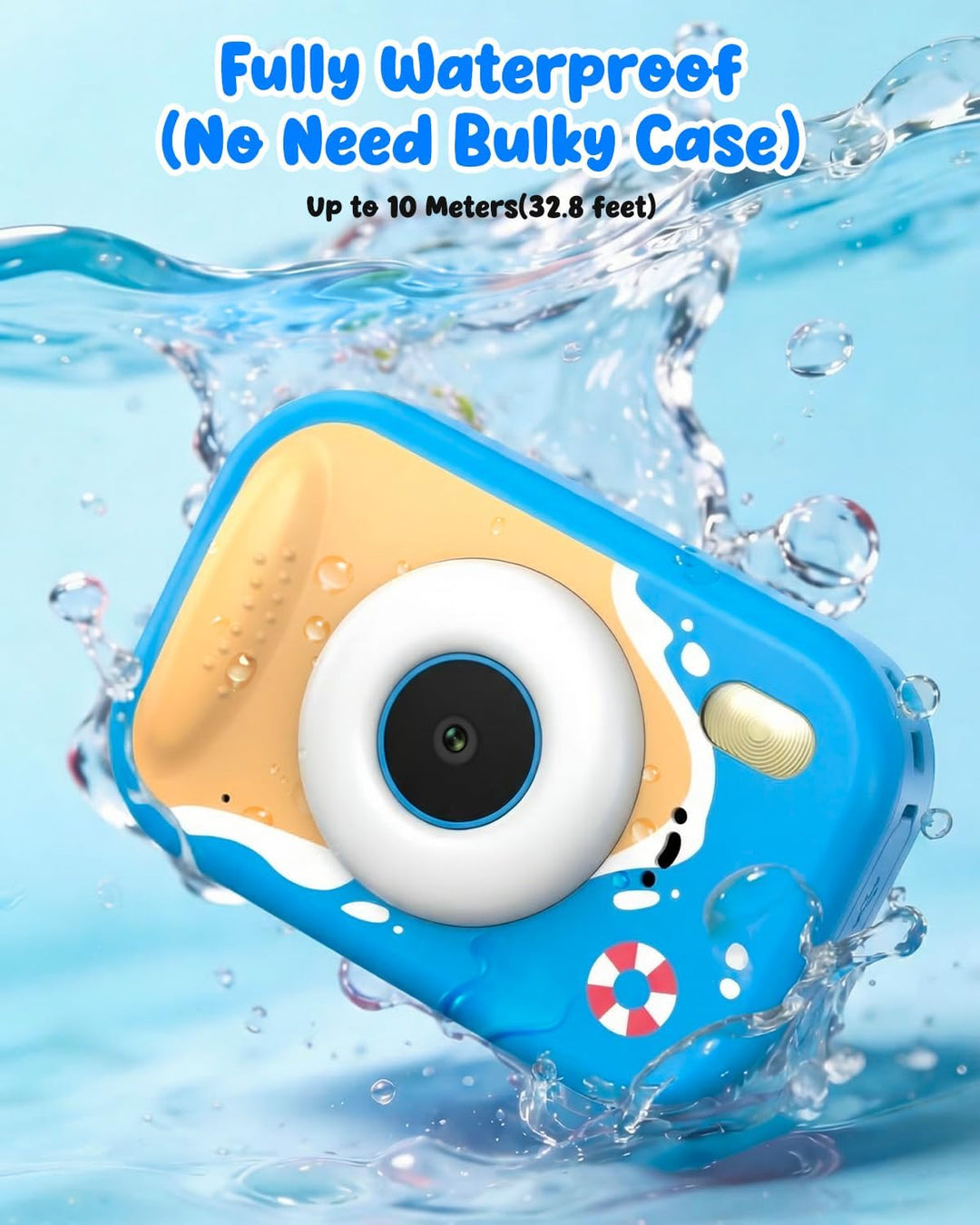 Cámara impermeable para niños, cámara subacuática para niños, video...