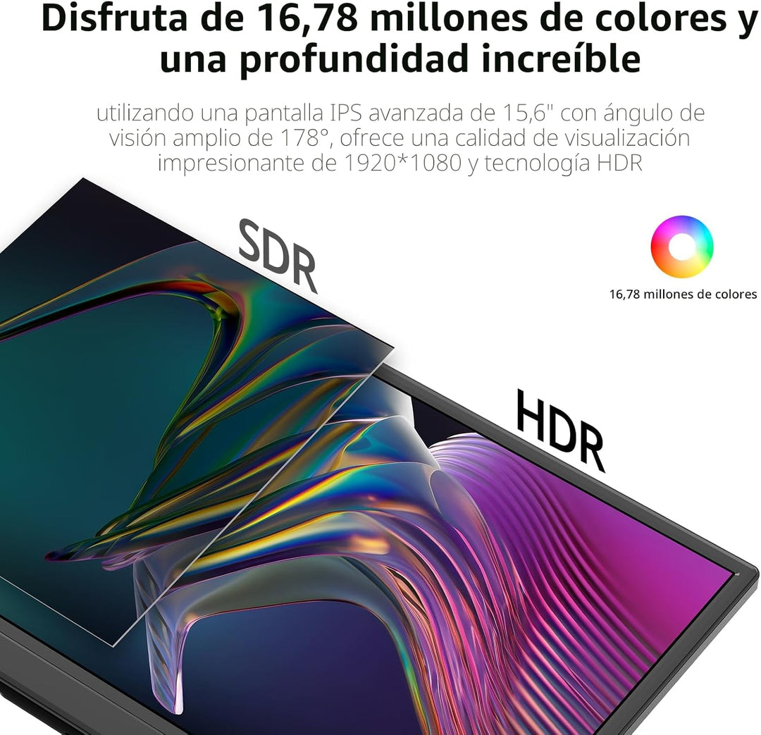 Monitor portátil Anyuse FHD IPS USB-C HDMI de 15.6" | 1080P 60H...