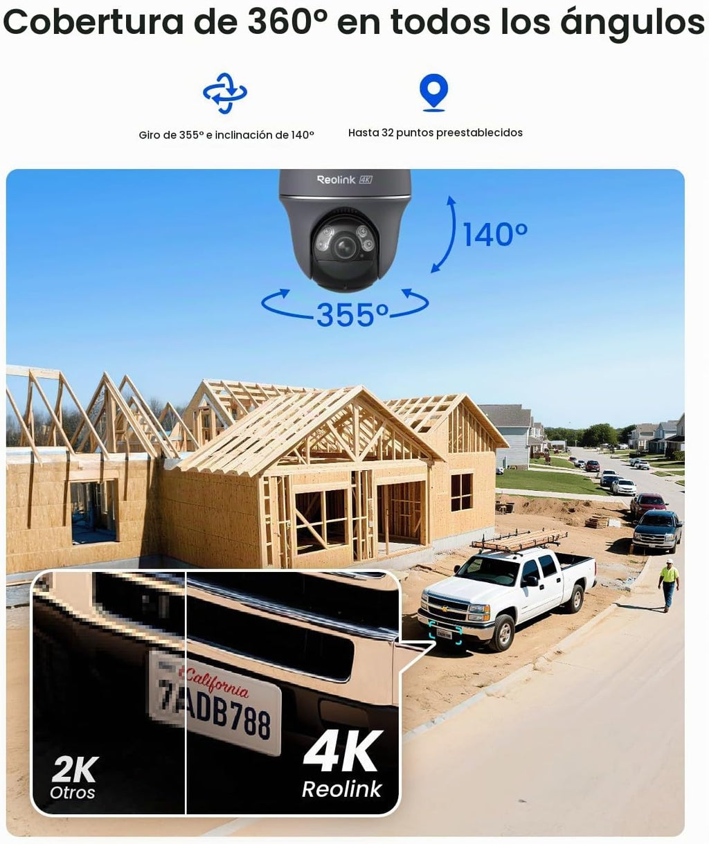 REOLINK Cámaras de seguridad solares 4K al aire libre, cámara celular 4G