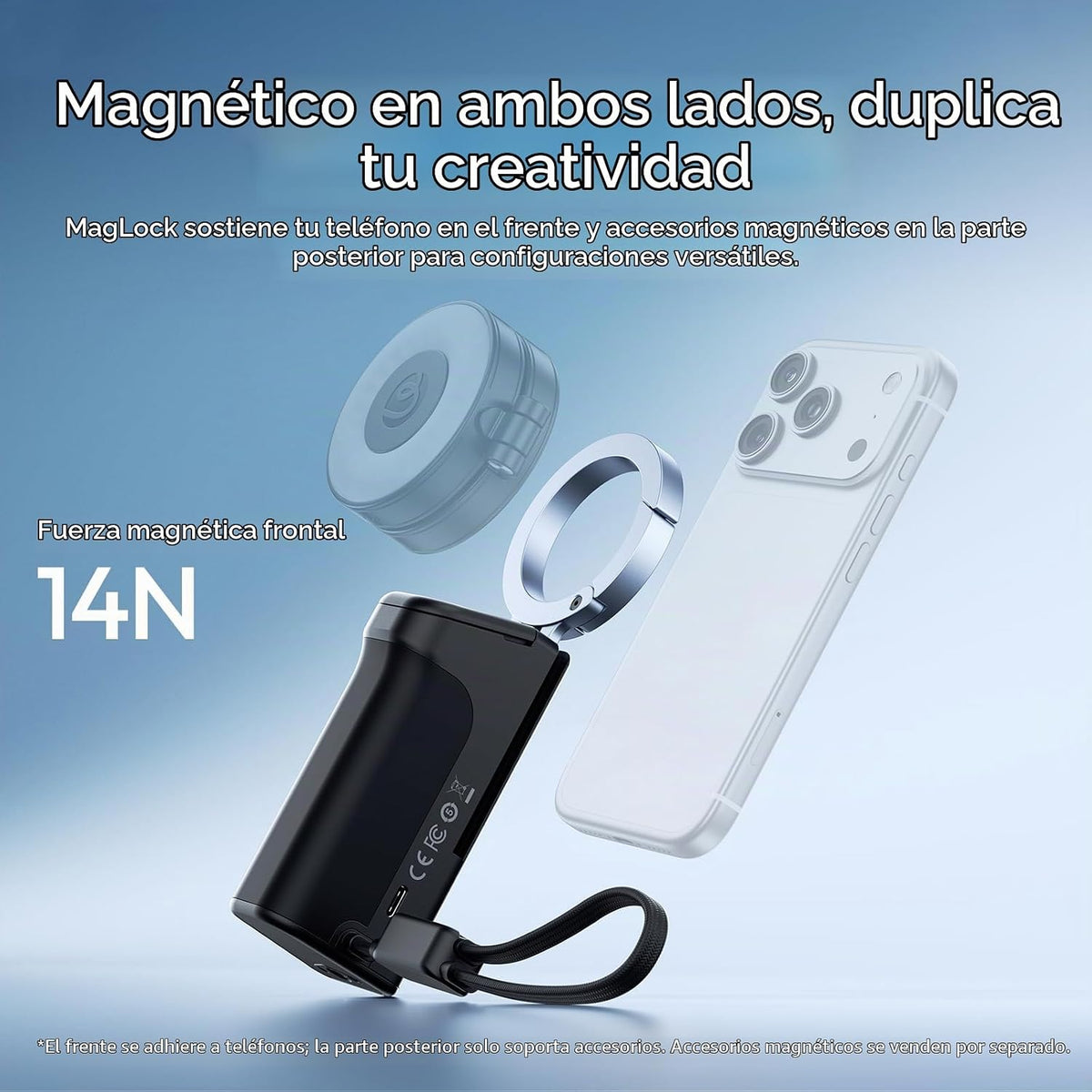 ULANZI Soporte de escritorio magnético del banco 5000mAh del poder del