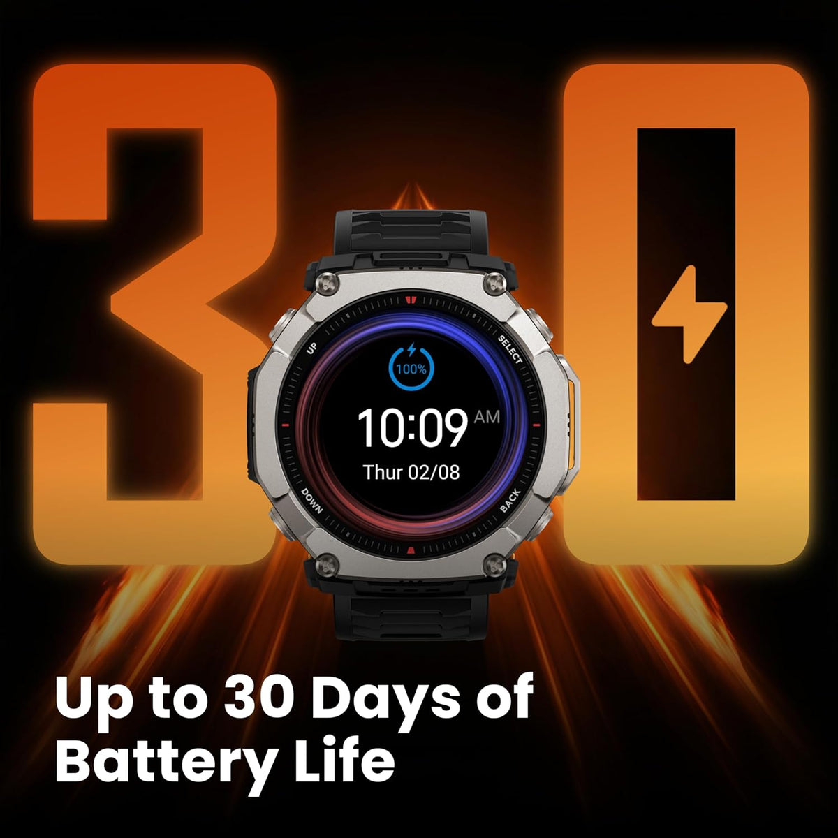 Amazfit Reloj inteligente T-Rex Ultra 2, cristal de zafiro AMOLED de 1.5"