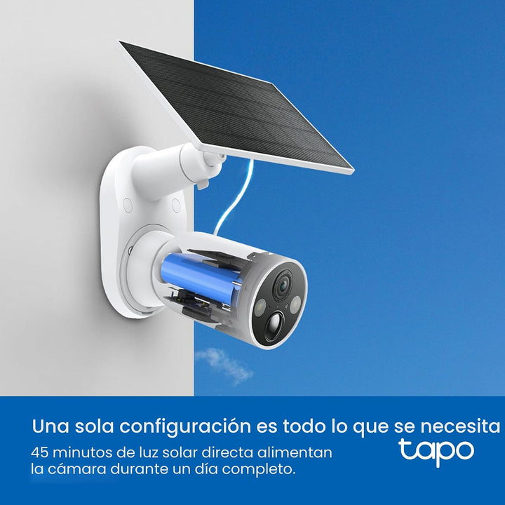 Tapo MagCam 2K Solar, cámara de batería para exteriores+base magnét...