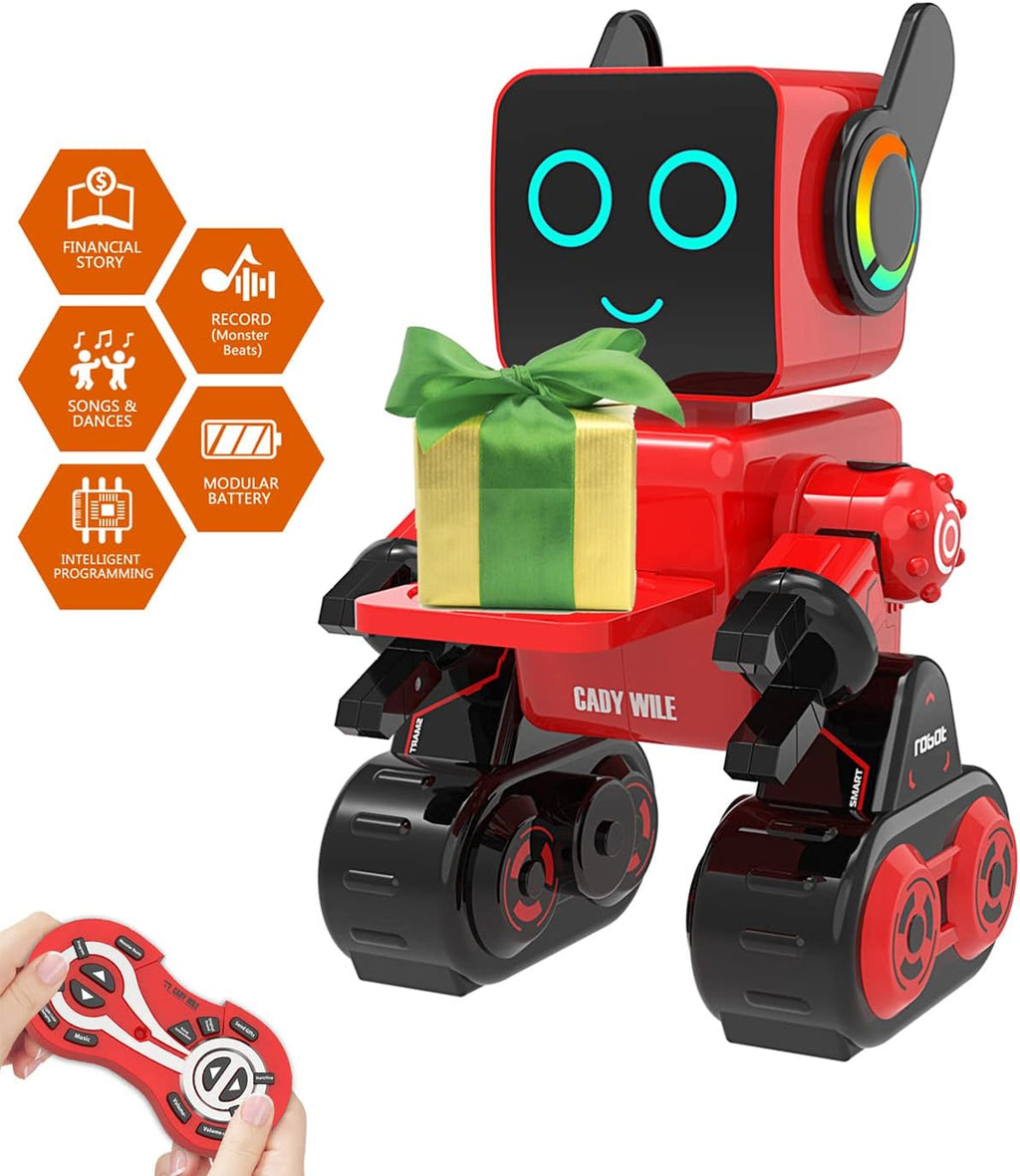 okk Robot de juguete para niños, kit de robot inteligente a control remoto con robótica de control táctil y de sonido, robots inteligentes programables inteligentes con caminar, bailar, cantar, hablar, transferir artículos para niños y niñas (rojo)