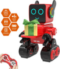 okk Robot de juguete para niños, kit de robot inteligente a control remoto con robótica de control táctil y de sonido, robots inteligentes programables inteligentes con caminar, bailar, cantar, hablar, transferir artículos para niños y niñas (rojo)