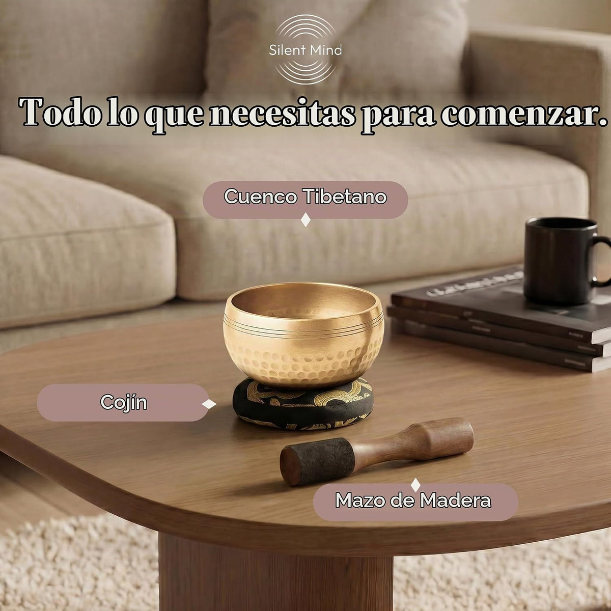 Juego de cuencos tibetanos – Cuenco de meditación fácil de jugar y apto para principiantes con cojín y mazo | Alivio del estrés y atención plena | Listo para regalo