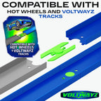 Pista recta y curva compatible con Hot Wheels – Juego de 58 piezas XL a escala 1:64 (50 pies en total) – Incluye rectas, curvas de alto margen y 70 conectores