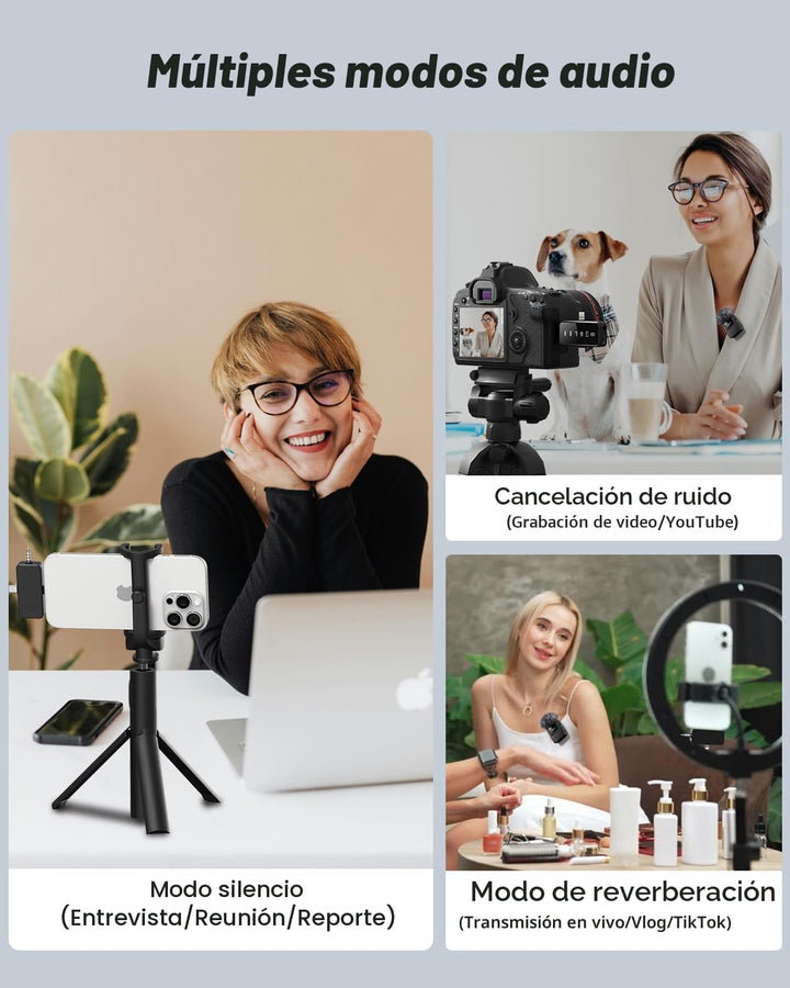 BAILIXIN Micrófono Lavalier inalámbrico para iPhone, Android, cámar...