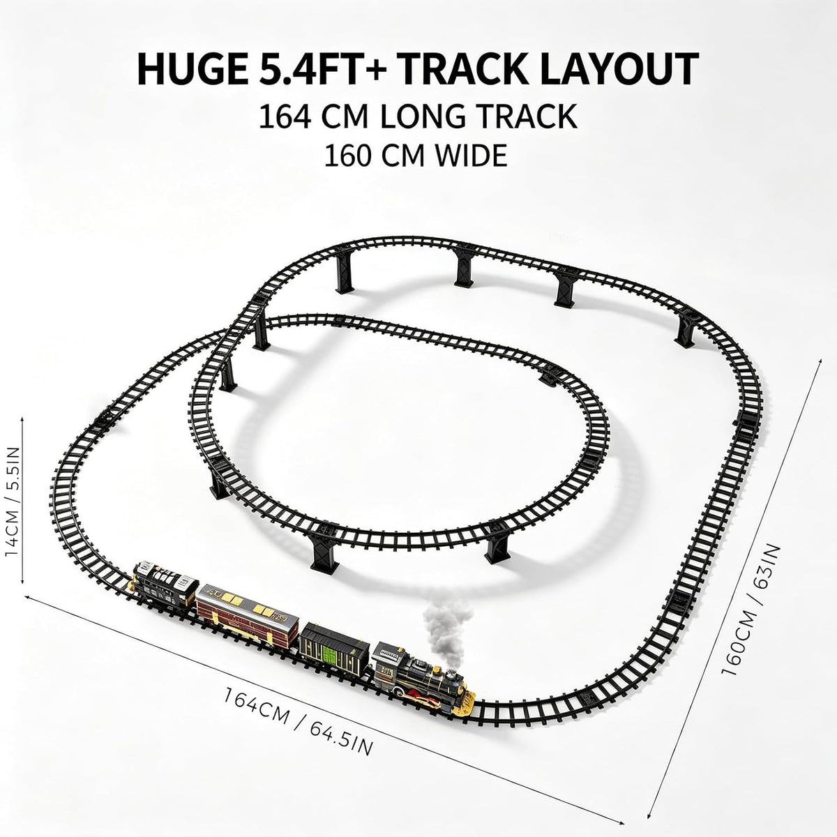 Juegos de tren eléctrico para niños, juguetes de tren de Navidad, locomotora de vapor, vagones de pasajeros, pista de lujo de 2 capas con luces y sonidos (encendido/silencioso/apagado), regalos de cumpleaños para niños y niñas