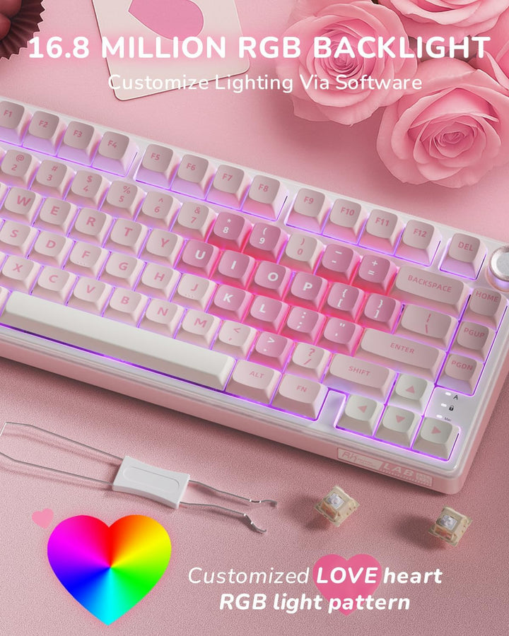 RK ROYAL KLUDGE Teclado mecánico R75 con cable con perilla de volum...