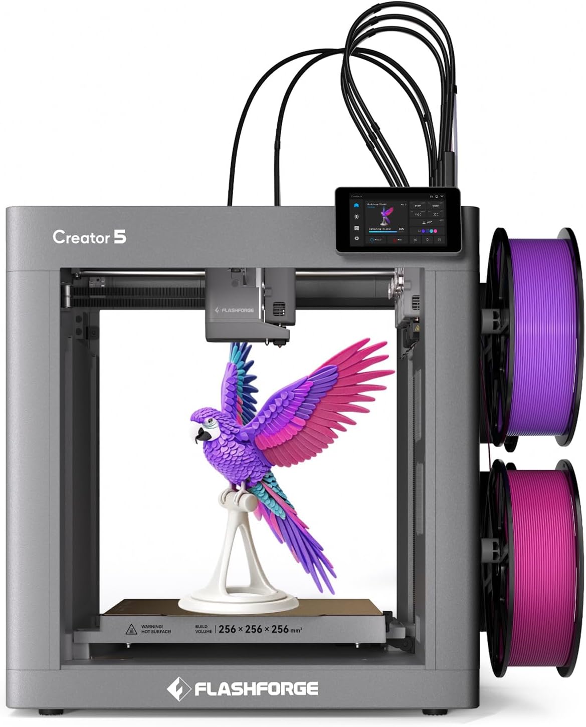 FLASHFORGE Creator 5 - Impresora 3D cambiadora de 4 cabezales de herramientas, impresión multicolor y multimaterial, sistema de residuos casi cero, 7s FlashSwap, eliminación de soporte limpio