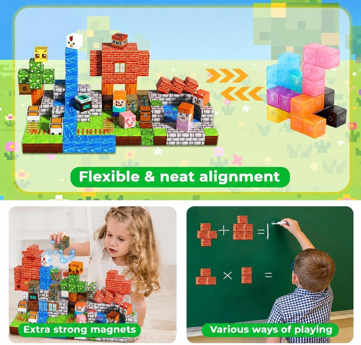 Annexfun 200 bloques magnéticos, bloques de construcción magnéticos, imanes apilables para niños, juguete sensorial para STEM Montessori, juguetes sensoriales para niños de 3 años en adelante, regalos