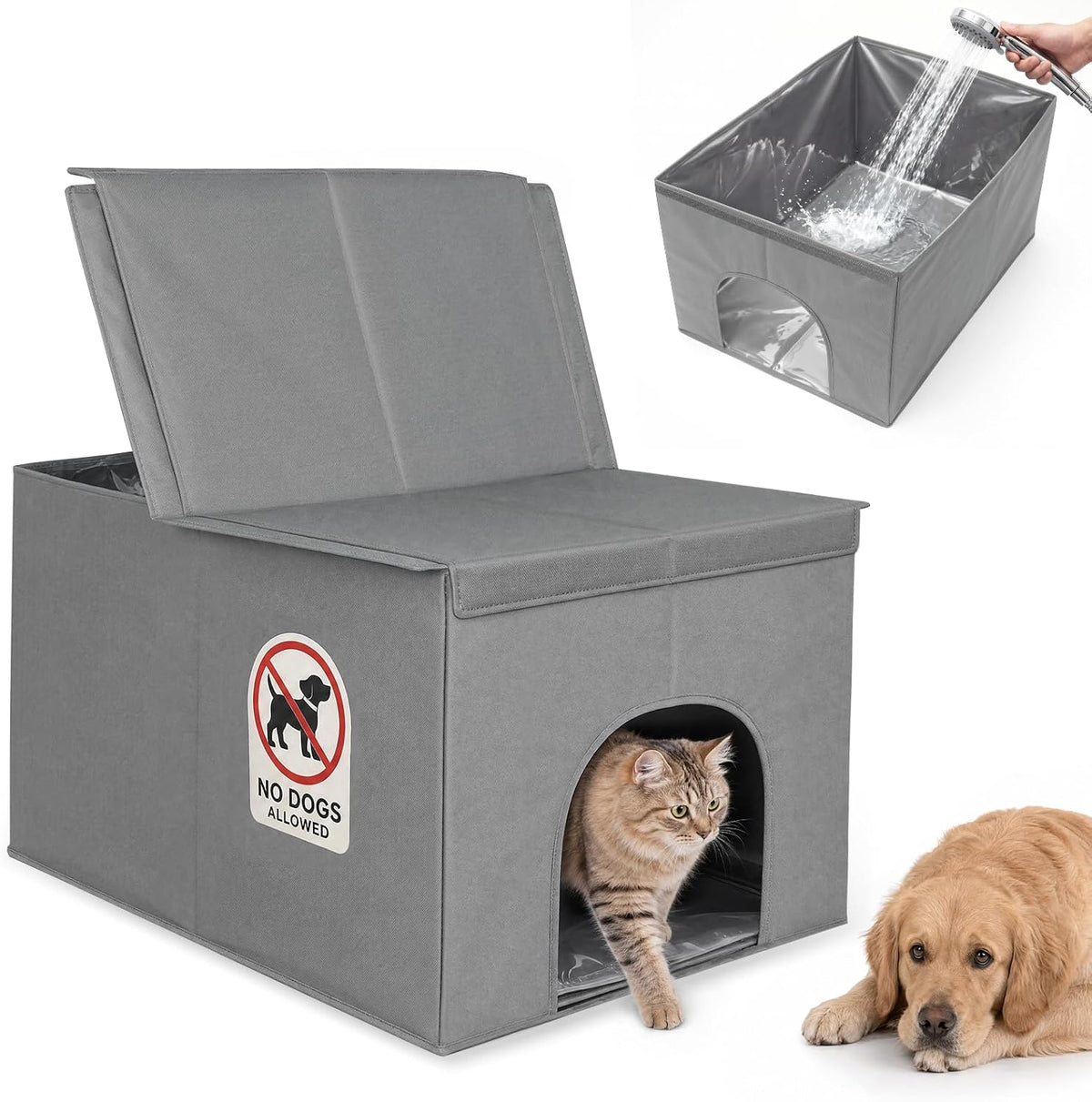 Caja de arena para gatos, caja de arena oculta impermeable y a prueba de