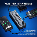 FIDECO, HCA162PD, hub USB de 10 puertos, alimentado