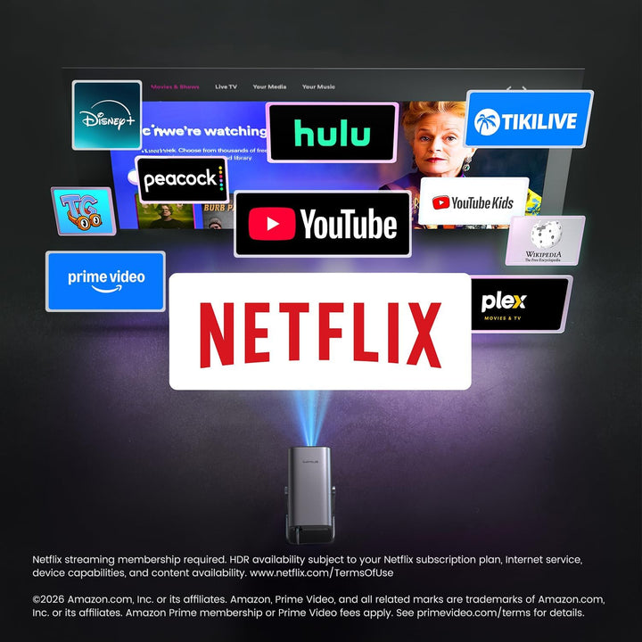【Licencia de Netflix y soporte 4K y enfoque automático】- Proyector...