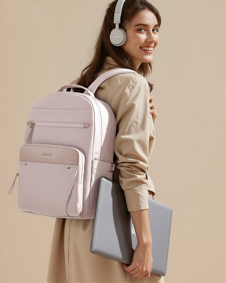 LOVEVOOK Mochila para laptop para mujer con ribete de cuero y bolsi...