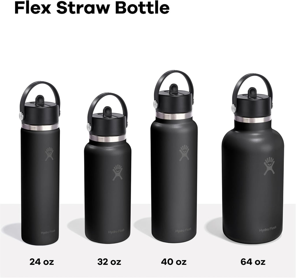Hydro Flask Botella de agua – Acero inoxidable aislado – Tapa ancha con pajilla, antiderrames, a prueba de fugas en 24 onzas azul puerto
