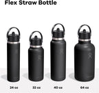 Hydro Flask Botella de agua – Acero inoxidable aislado – Tapa ancha con pajilla, antiderrames, a prueba de fugas en 24 onzas azul puerto