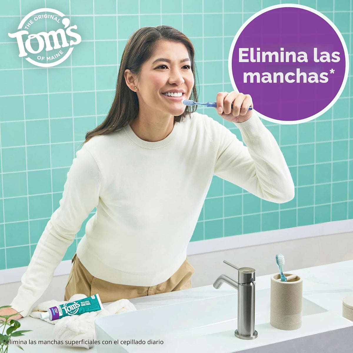 Tom's of Maine Whole Care Pasta de dientes natural con flúor, m...