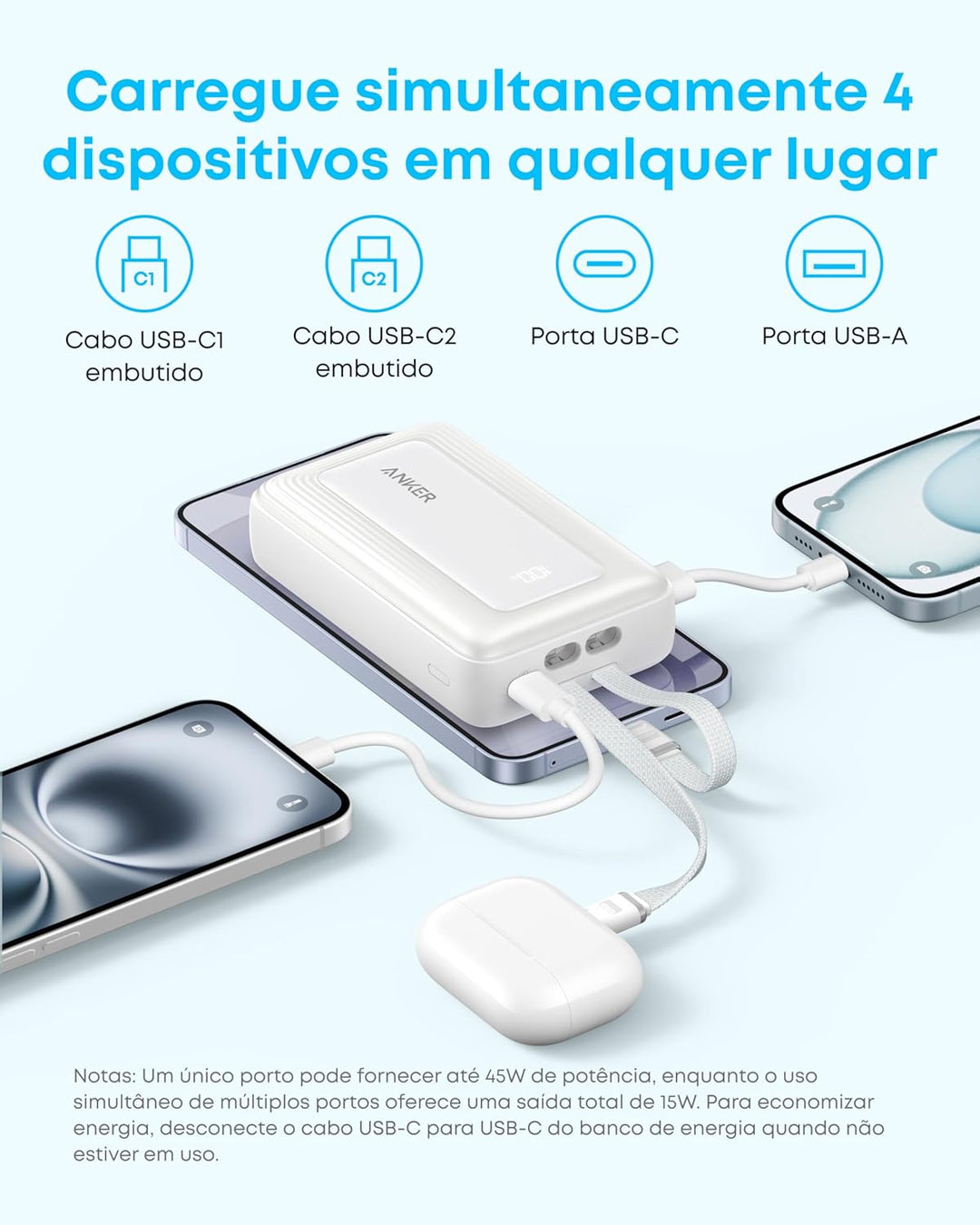 Anker Power Bank, Cargador Portátil Rápido de 20,000mAh 30W Máx con...