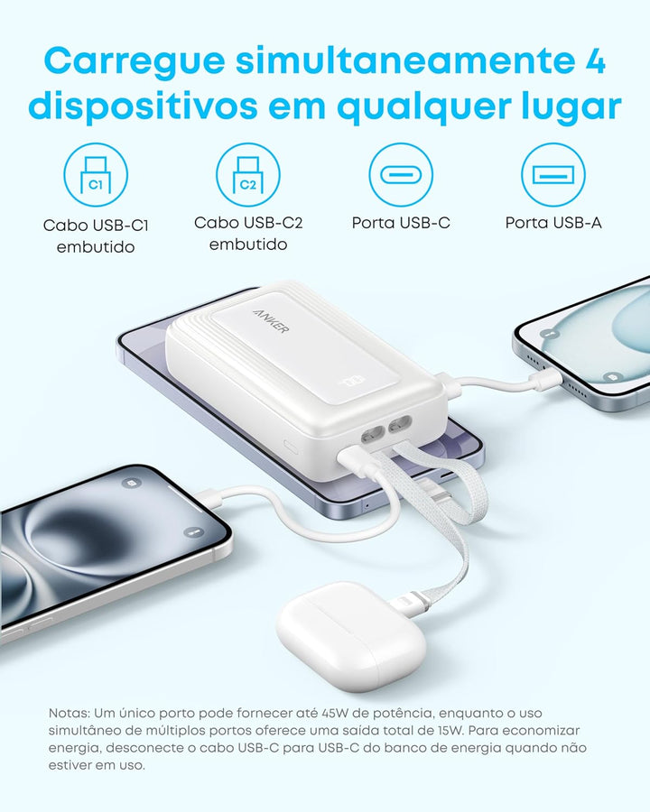 Anker Power Bank, Cargador Portátil Rápido de 20,000mAh 30W Máx con...