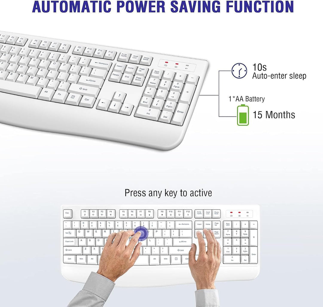 QUASIO Teclado Inalámbrico, Teclado de Computadora Inalámbrico 2.4G...