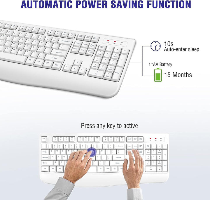 QUASIO Teclado Inalámbrico, Teclado de Computadora Inalámbrico 2.4G...