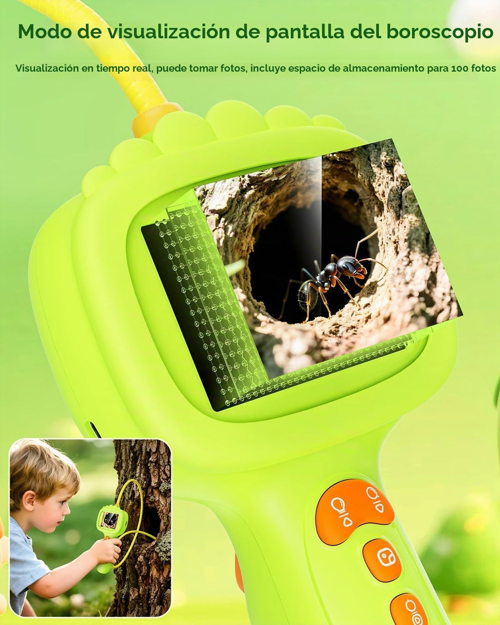 Cámara de boroscopio con luz para niños, juguete educativo Ashfly STEM Science para niños y niñas de 3, 4, 5, 6, 7, 8 años, pantalla de 2.4 pulgadas, cámara de alcance de serpiente para cumpleaños, campamento al aire libre, exploración de la naturaleza, v