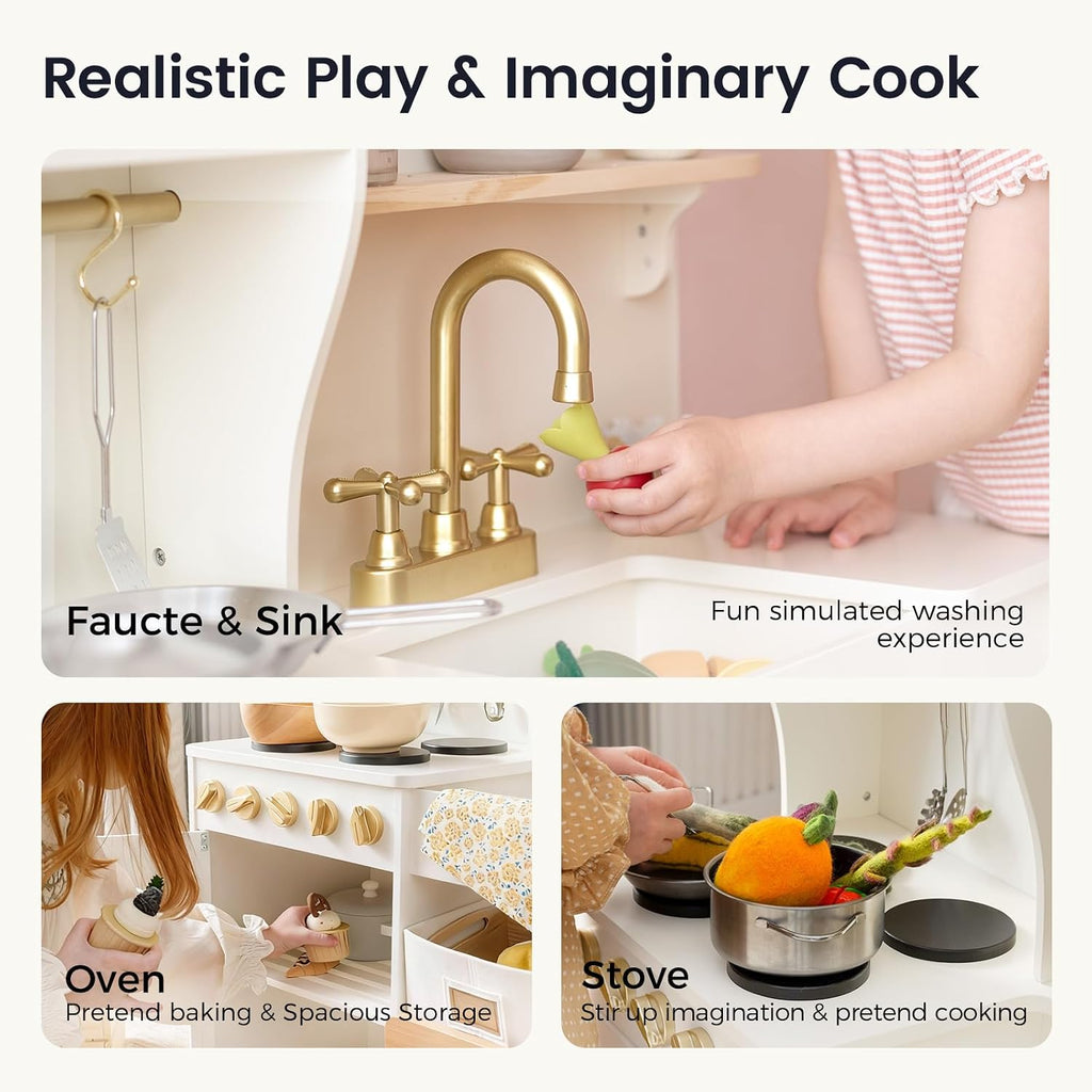 Tiny Land Wooden Play Kitchen para Kids con Toy Storage para Pretend Play
