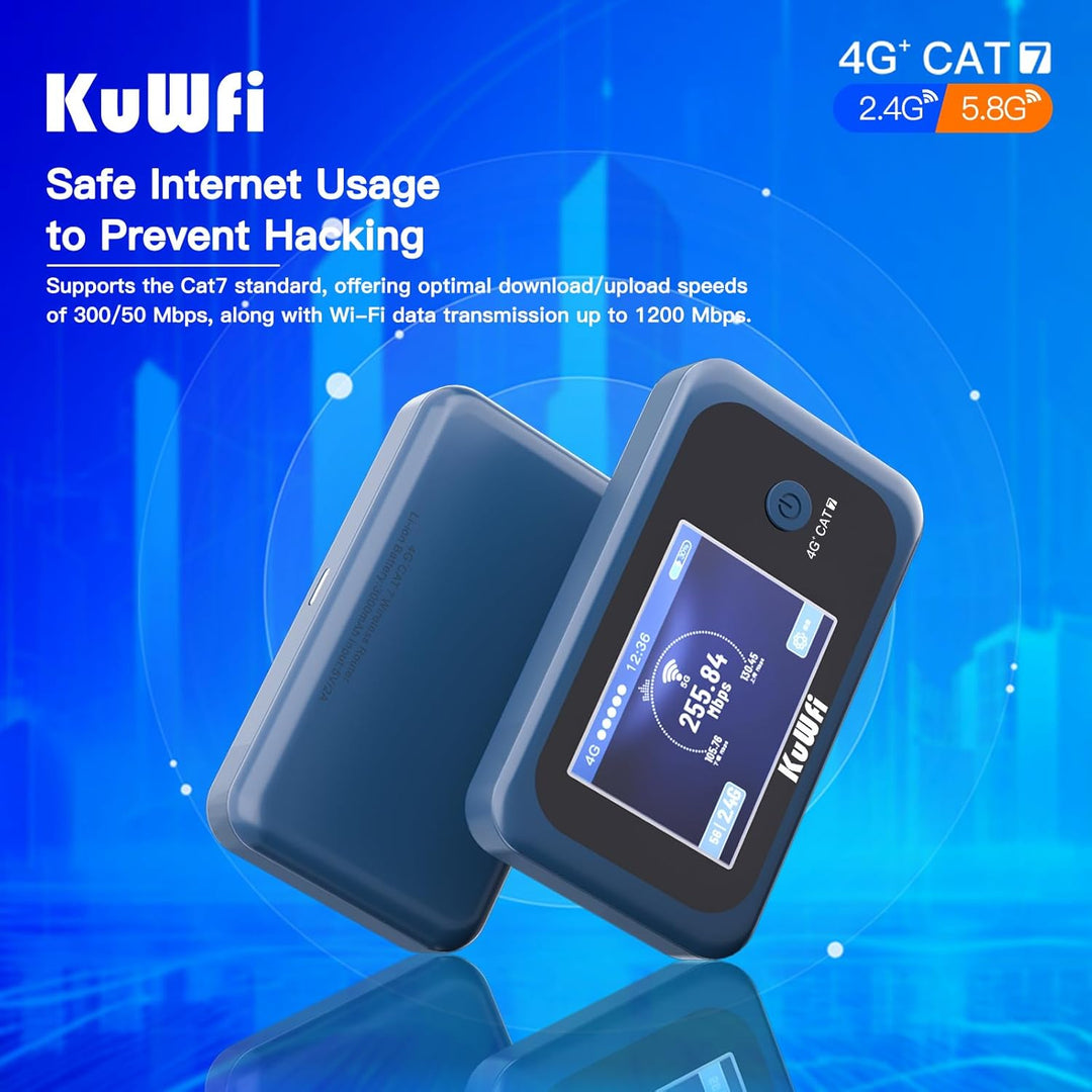 KuWFi Hotspot WiFi portátil para exteriores, enrutador WiFi 4G LTE...