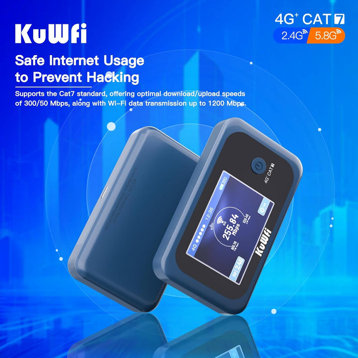 KuWFi Hotspot WiFi portátil para exteriores, enrutador WiFi 4G LTE...