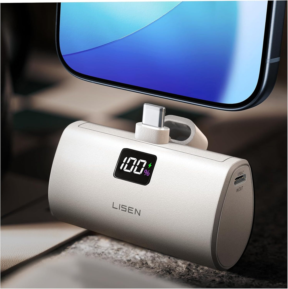 LISEN Mini cargador portátil de 7000 mAh USB C Power Bank para iPho...