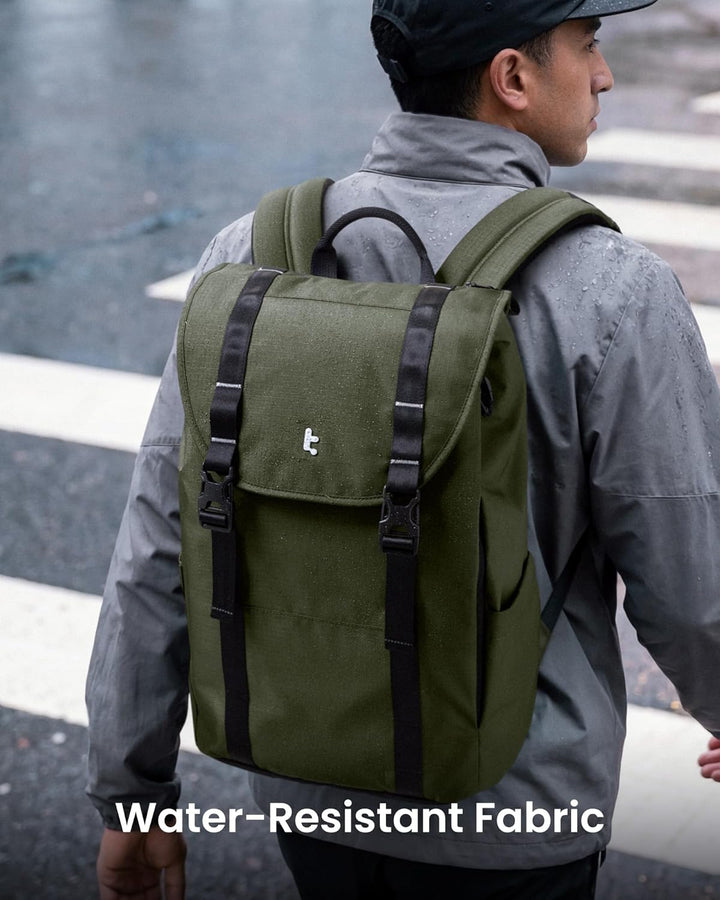 tomtoc Mochila para laptop con solapa, ligera, resistente al agua,...