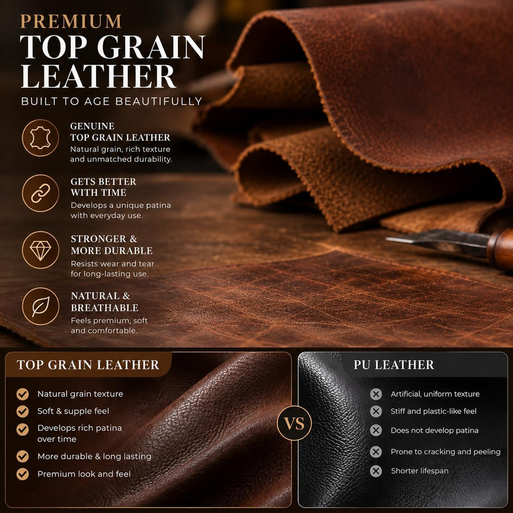 Billetera plegable de cuero de grano superior para hombre