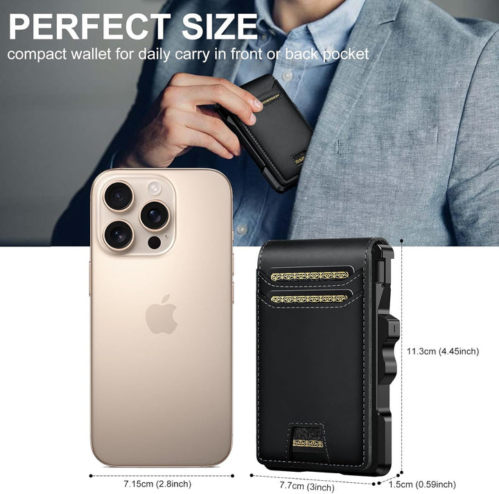 furid Cartera de cuero genuino para hombre: carteras minimalistas R...