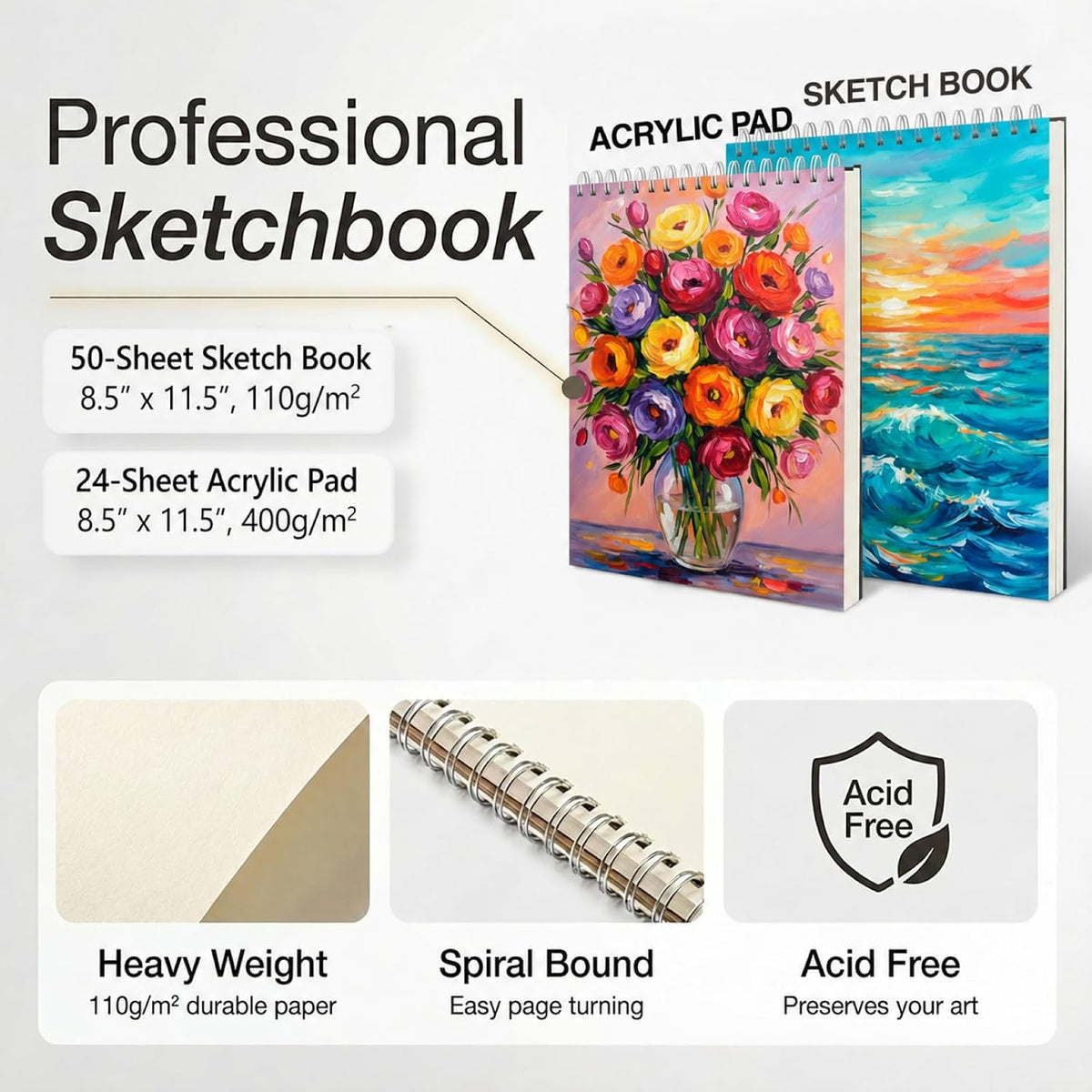 TMOL Suministros de arte, paquete de 175 juegos de arte de lujo, kit de pintura de dibujo con 2 almohadillas de dibujo, pinturas acrílicas, lápices de colores, crayones y kit de arte en estuche de