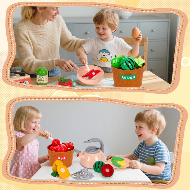 Juego de 90 accesorios de cocina, cocina de simulación con ollas, s...