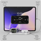 Zens Cargador inalámbrico 4 en 1, compatible con MagSafe y Qi2, carga inalámbrica ultrarrápida de 15 W para Apple iPhone 16/15/14/13/12, Apple Watch, AirPods, incluye adaptador de corriente (blanco)