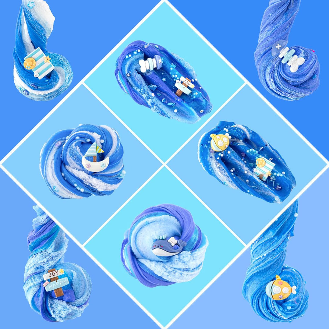 Paquete de 6 slimes, kit de slime azul, slime de nube de mantequill...