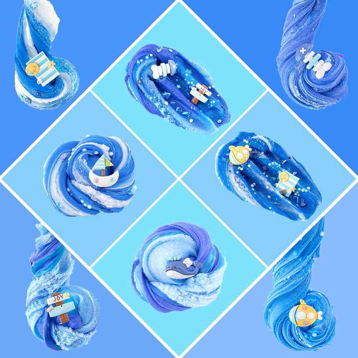 Paquete de 6 slimes, kit de slime azul, slime de nube de mantequill...