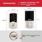 Kwikset SmartCode 270 - Cerradura de puerta con teclado táctil electrónico sin llave con bloqueo automático, códigos de usuario personalizados, seguridad avanzada en níquel satinado tradicional