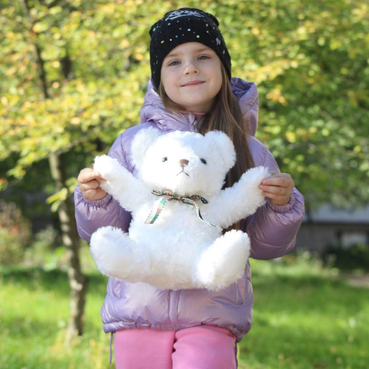 WEIGEDU Oso de peluche blanco esponjoso, animales de peluche de jug...