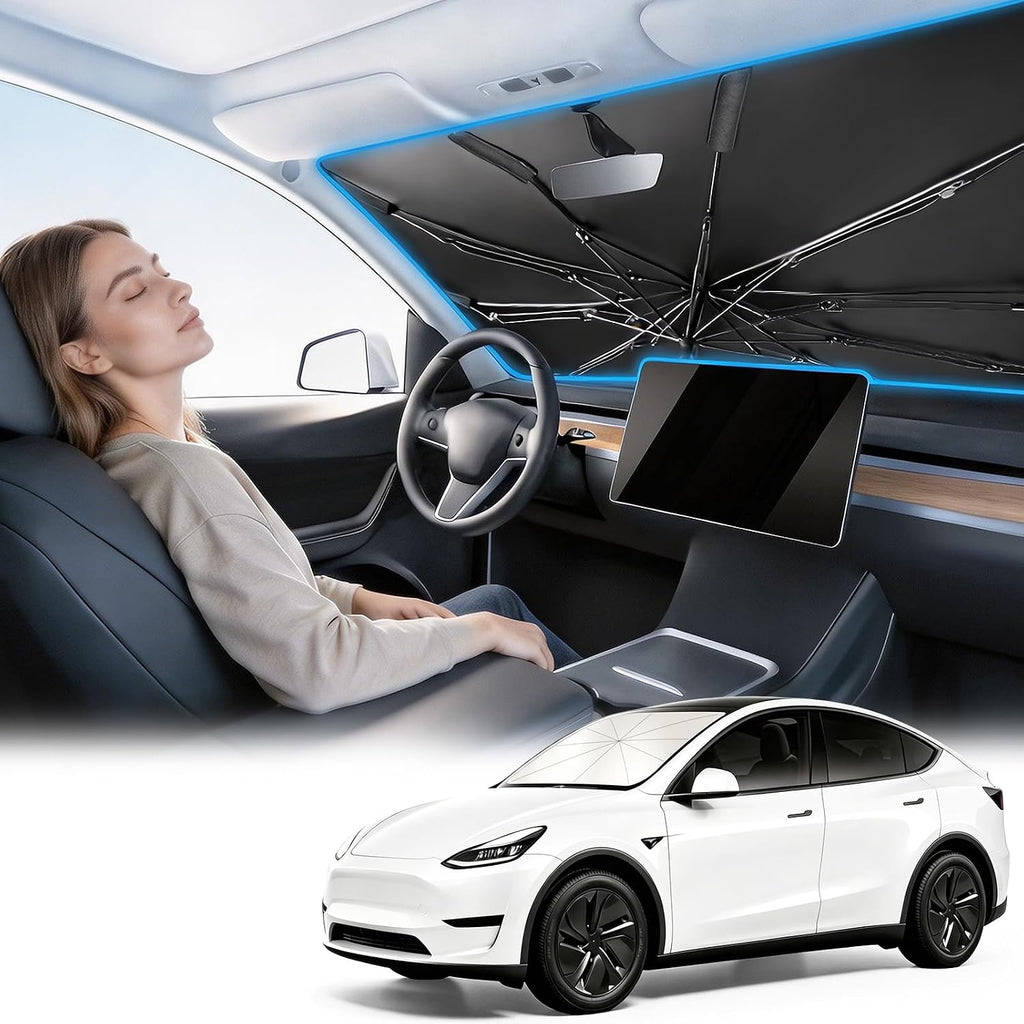 Mihen Parasol para parabrisas para automóvil, tamaño universal [bloquea 100% la luz solar y la sensación de enfriamiento del hielo] Parasol plegable para ventana delantera de automóvil, aislamiento