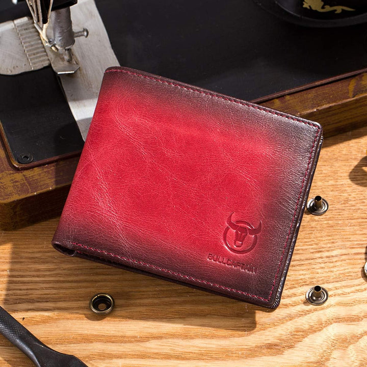 BULLCAPTAIN Carteras RFID para hombres, billetera de cuero genuino...