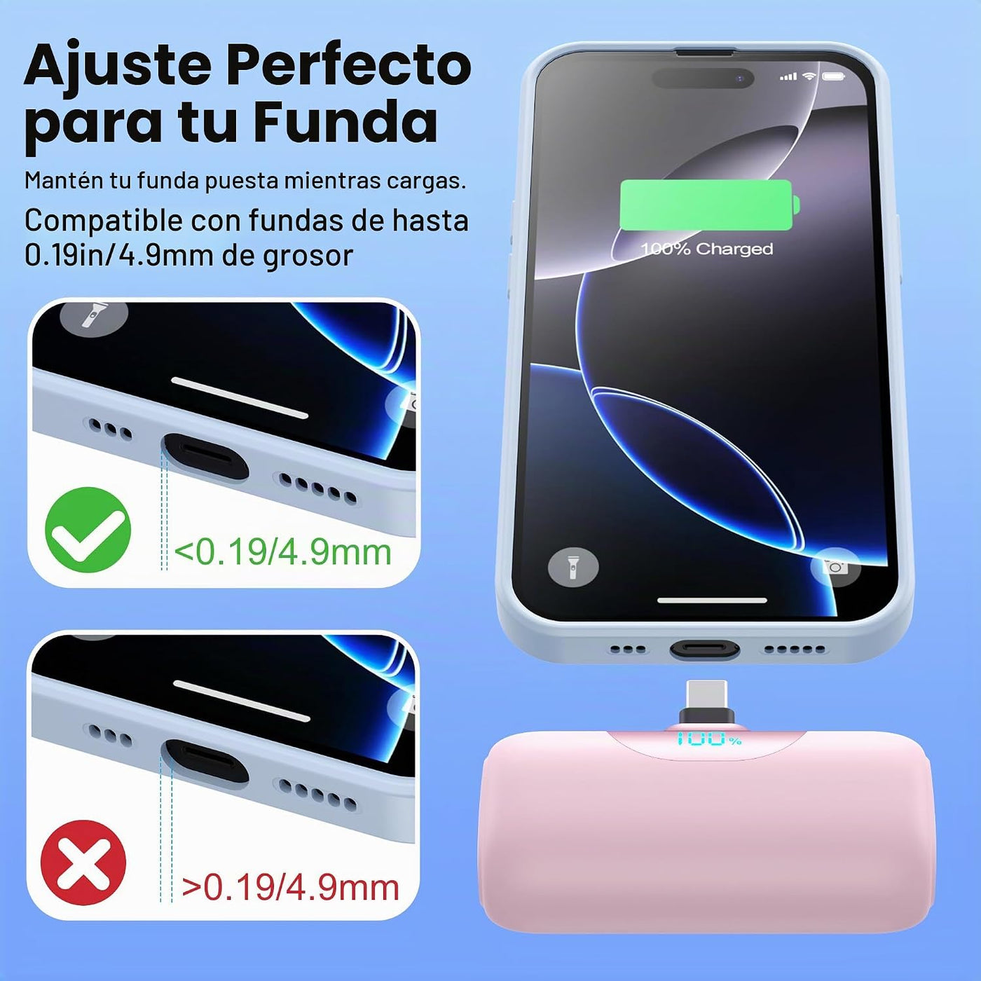 [Paquete de 2] Mini cargador portátil para iPhone 17, pantalla LCD...