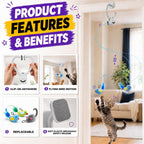Juguetes interactivos para gatos de interior: varita de plumas de ave voladora automática, juguete de persecución, ejercicio, enriquecimiento y estimulación, USB recargable, duradero, seguro, juguete
