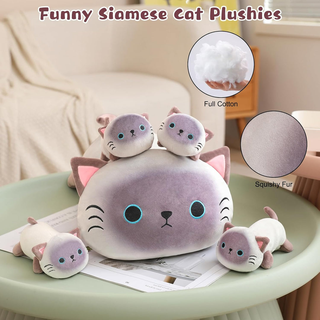 TOYSYM - Almohada de gata siamesa, adorable almohada de peluche de...