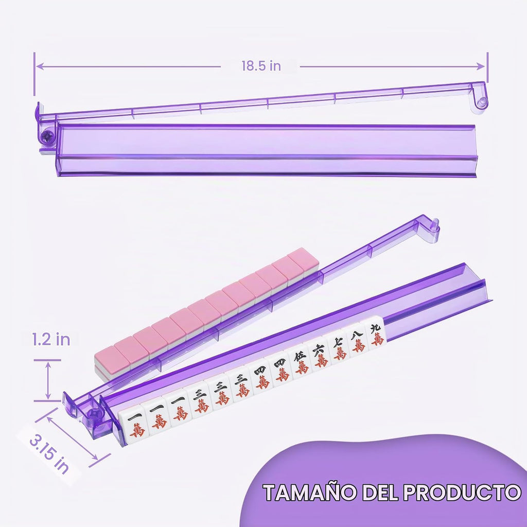 Soportes Premium Transparentes para Mahjong con Empujadores, Paquete de 4 Soportes Antideslizantes de Acrílico
