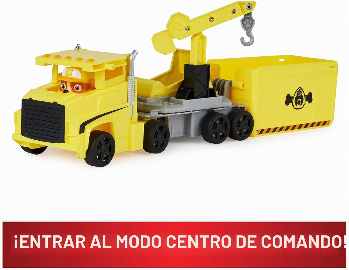 PAW Patrol, Camiones transformables de Rubble de Big Truck Pup con figura de acción coleccionable, juguetes para niños mayores de 3 años